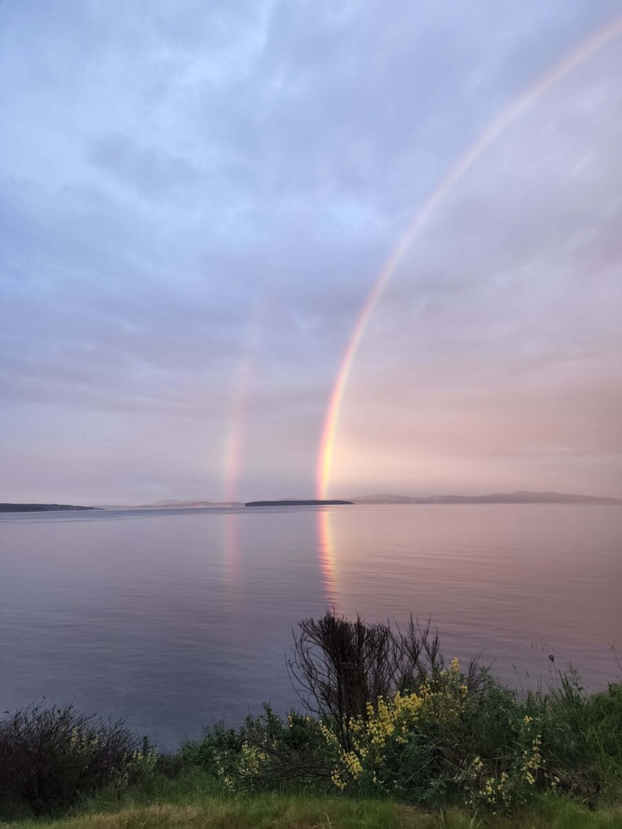 Rainbow over the shoreline at Beachcomber RV Park