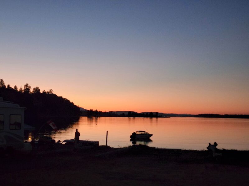 Sunset over the Beachcomber RV Park bay