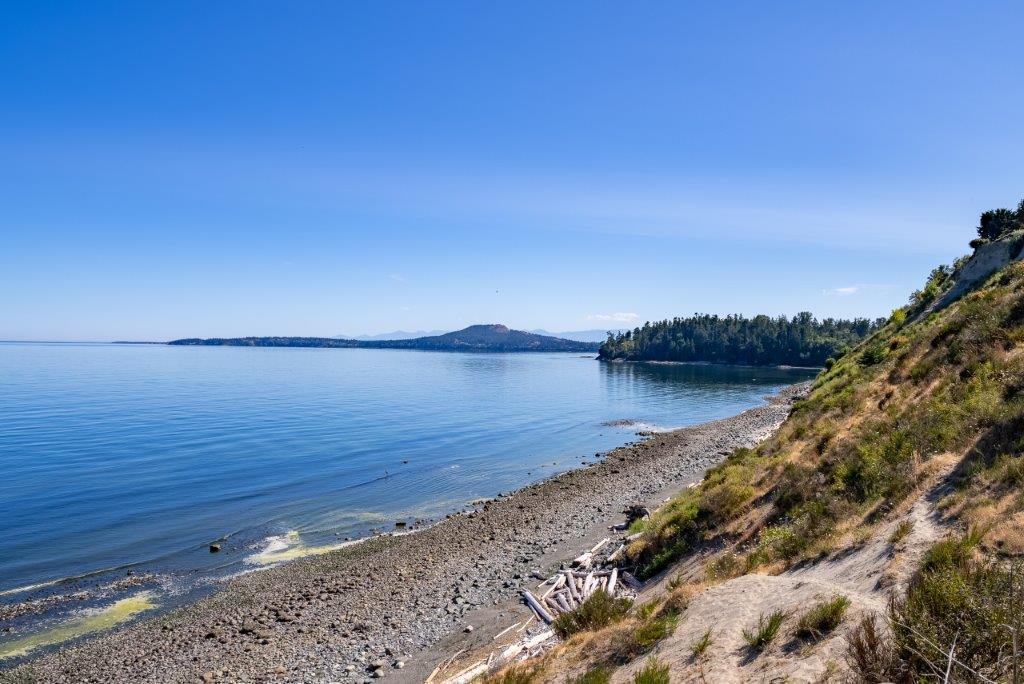 Beach and shoreline bluffs beside Beachcomber RV Park