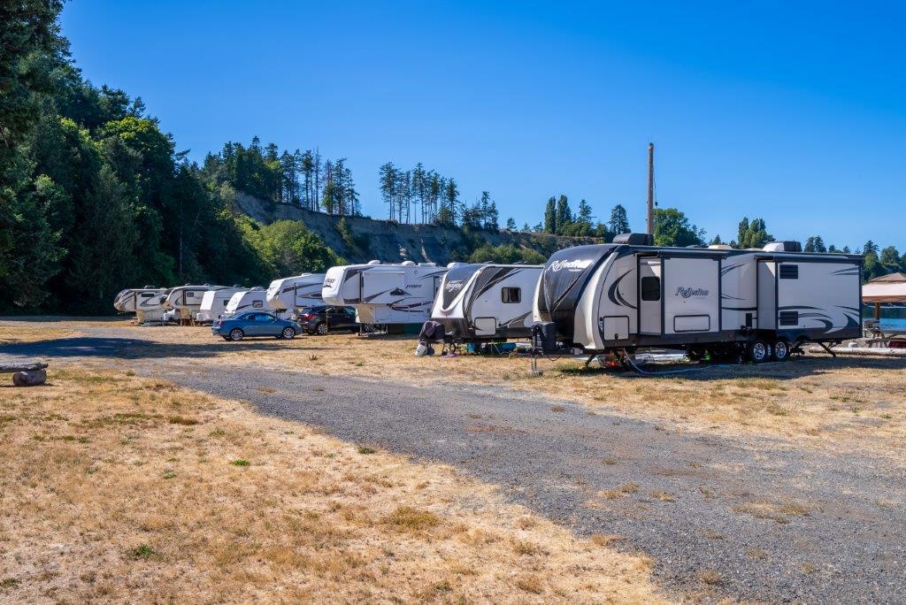 RVs parked near the shoreline at Beachcomber RV Park
