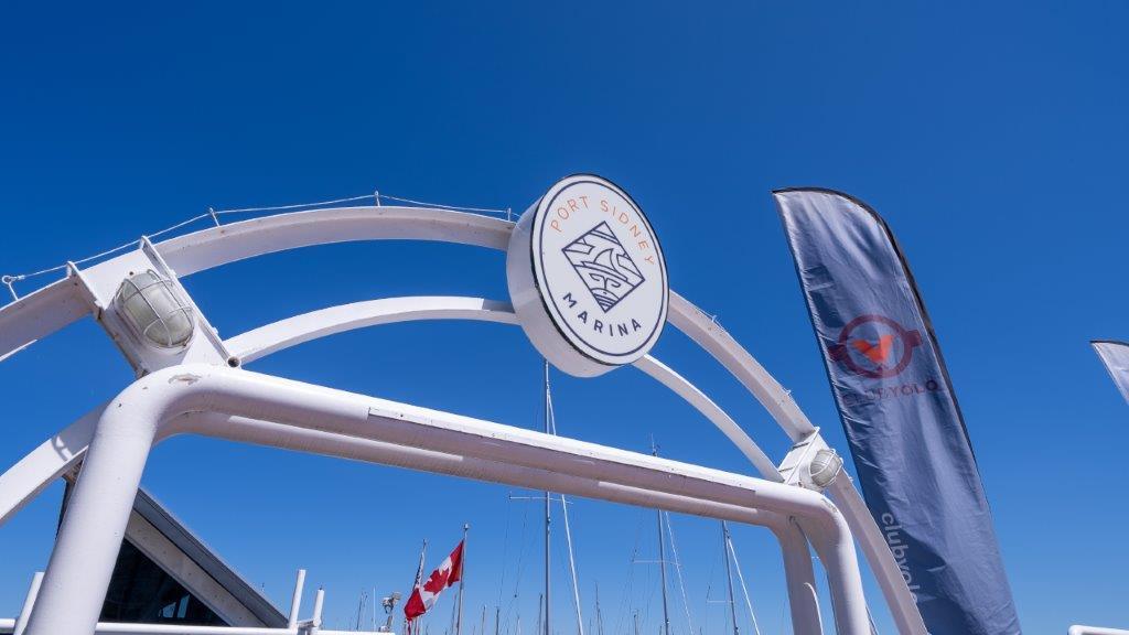 Sidney marina sign near Beachcomber RV Park